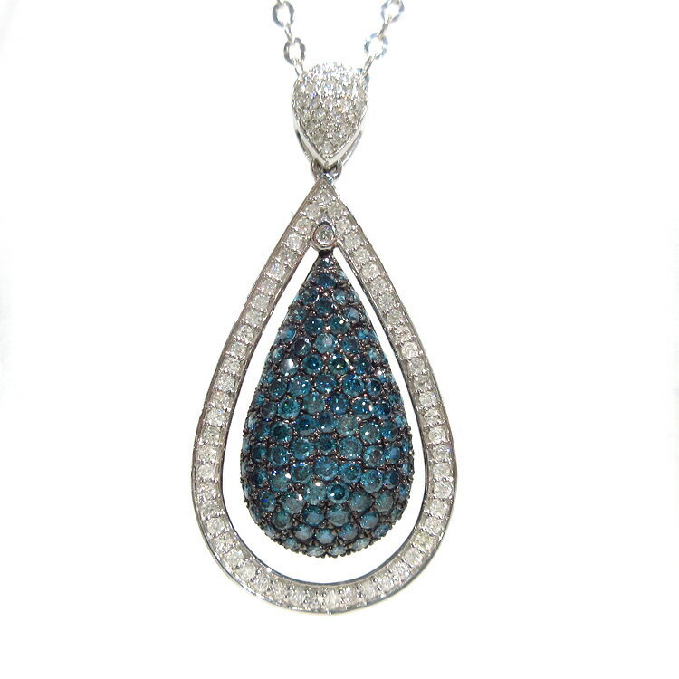 【SS半額】ブルーダイヤモンド ネックレス トリート K18WG ダイヤモンド ペンダント 18金 ホワイトゴールド ダイヤ 4月誕生石 ジュエリー トリートメント 天然石 宝石 デザイン 記念日 hiro631831 ダイアモンド ブルー 存在感 美しい 豪華 ゴージャス 2.00ct (t710) bkp5