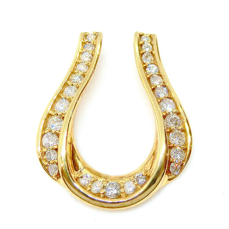 馬蹄 ホースシュー ペンダントトップ ダイヤモンド K18YG 18金イエローゴールド (チェーン付属なし)天然石 da042770 1点もの 新品 4月誕生石...