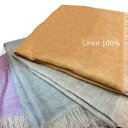 イタリア製 100%麻 天然素材 ストール【5000円福袋対象商品hk5】 大判 薄手 自然派 ナチュラル系 光沢 スカーフ マフラー nk_002 無地 シン...