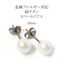 金属アレルギー対応 ピアス negoziettoスタッドピアス 純チタン ポスト 6mm 本パール 1粒 ピアス 低アレルギー素材 w0v17-p60 シンプル...
