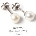 金属アレルギー negozietto純チタン 6mm 淡水パール 1粒 ピアス 低アレルギー素材 w0v17-pt50 シンプル チタン パール 一粒 フォーマ...