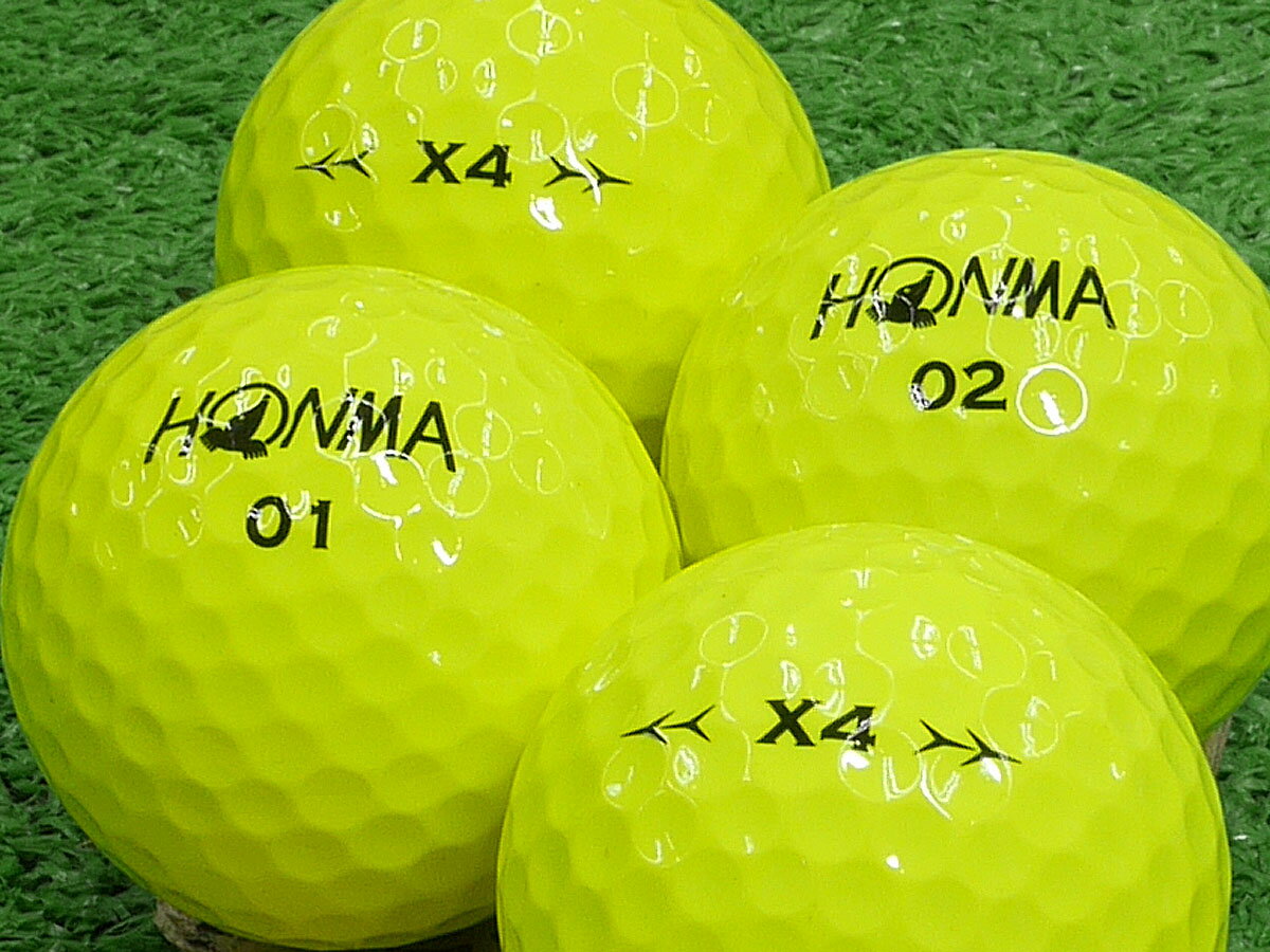 【中古】【ABランク】本間ゴルフ X4 2020年モデル イエロー 1個 ロストボール ゴルフボール