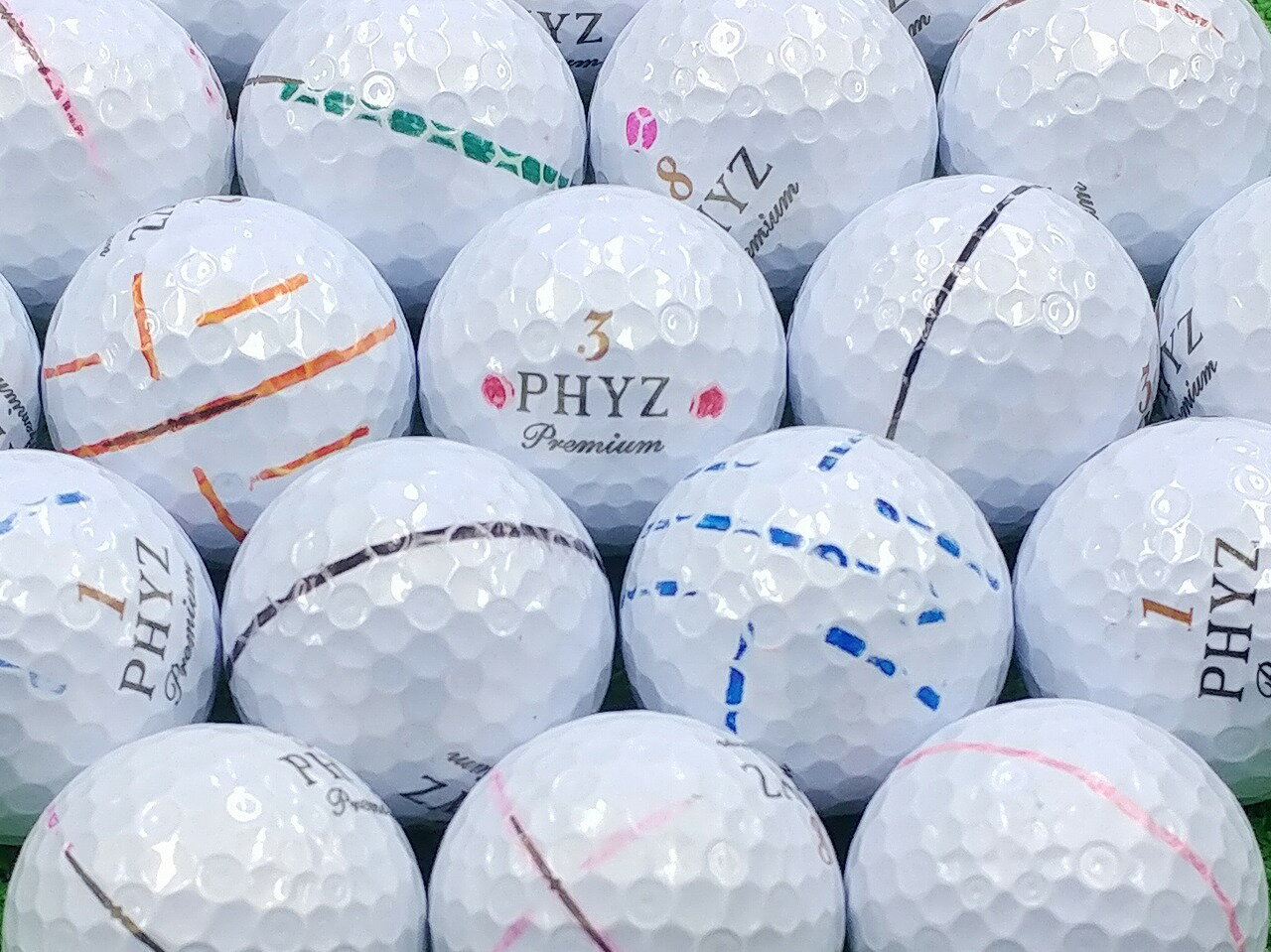 【中古】【AB落書き】BRIDGESTONE GOLF PHYZ Premium 2014年モデル ゴールドパール 30個セット ロストボール ゴルフボール