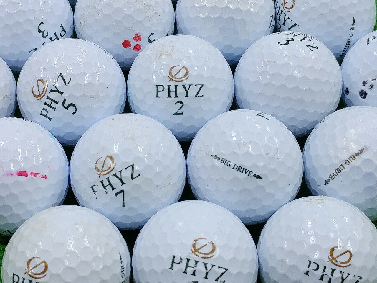 BRIDGESTONE GOLF PHYZ BIG DRAIVE 2017年モデル ホワイト・パールホワイト混合 30個セット ロストボール ゴルフボール