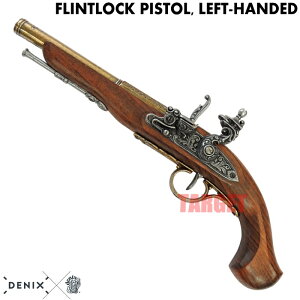 ☆DENIX フリントロックピストル 左手用 ゴールド 1129/L (デニックス フリントロック式 レプリカ)