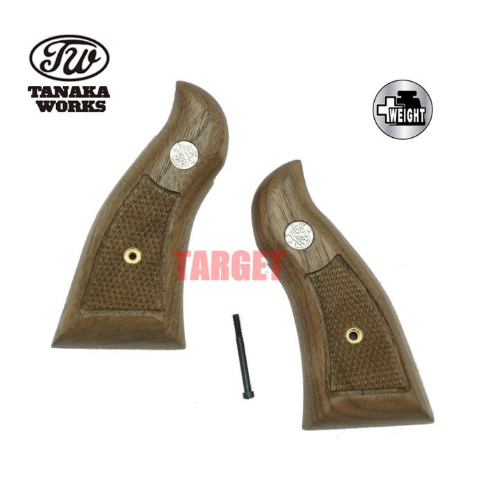 ☆タナカワークス Kフレーム スクエアタイプ ウォールナット チェッカーグリップ “+Weight” グリップシリーズ (M19 4inch M10 4inch...