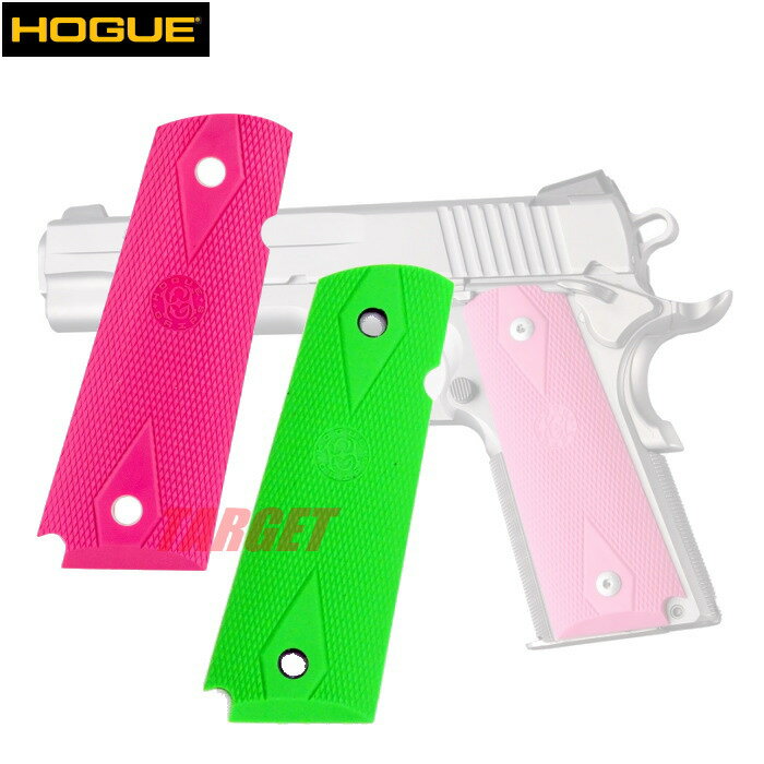 HOGUE 1911シリーズ用 ラバーグリップ ダイヤチェッカー パネル ゾンビグリーン/ピンク (ホーグ COLT M1911A1 ガバメント)