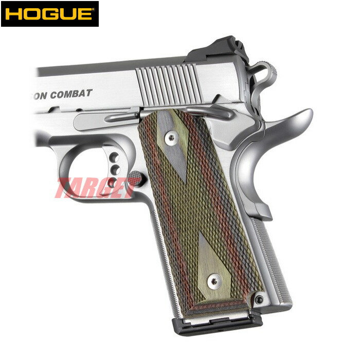 HOGUE 1911 コンパクト用 木製グリップ ダイヤチェッカー パネル ラモカモ (ホーグ COLT M1911A1 オフィサーズ V10 ラミネート カモフラージュ)