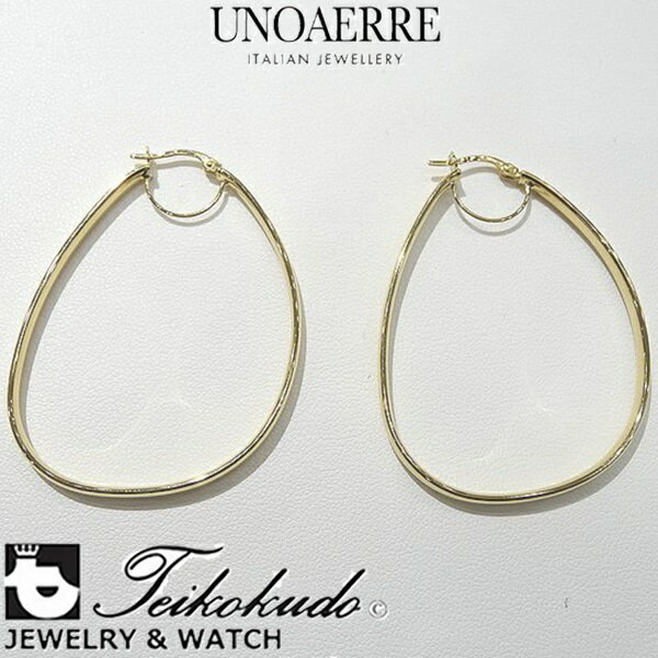 樂天商城 - ウノアエレ UNOAERRE K18イエローゴールドデザインフープピアス 29466 ゴールド ピアス アクセサリー G4901【国内正規販売店】