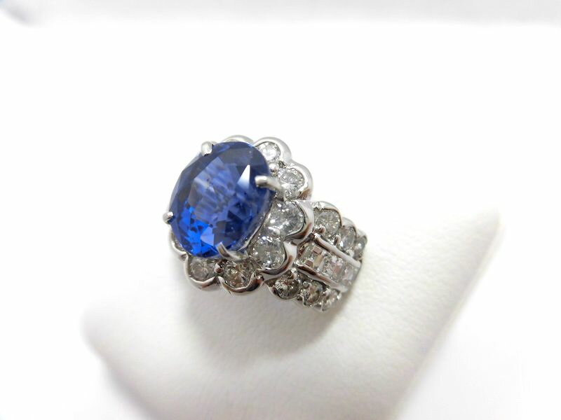 Pt非加熱サファイアダイヤモンドリング/非加熱/S4.71ct D2.54ct/G204/GIA鑑別書付き/ジュエリー/女性用/レディース/プレゼント/ギフト/お買い得/オススメ/送料込み/宝石