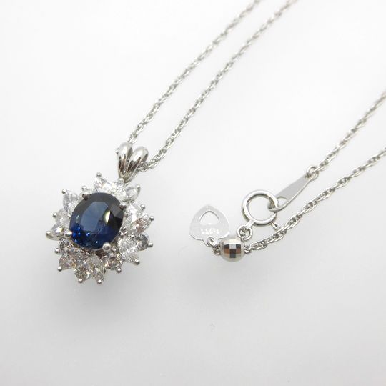 Ptサファイアペンダント アクセサリー ジュエリー サファイア1.99ct ダイヤモンド1.62ct C7102 送料無料