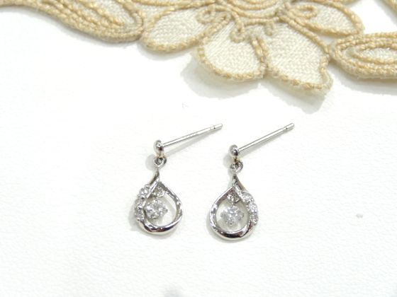 プラチナ ダイヤモンド ピアス しずく型 0.09ct×2 ダイヤモンドジュエリー G5463 送料無料(4)