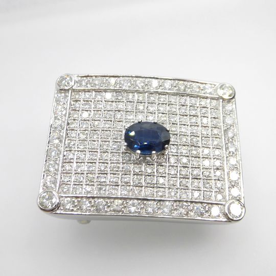 Ptサファイアバックル アクセサリー ジュエリー サファイア3.35ct ダイヤモンド8.89ct F7559 送料無料