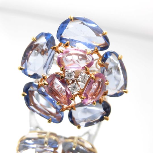 Sapphire - K18WG/PGサファイアリング ホワイトゴールド ピンクゴールド ダイヤモンド 0.06ct サファイア 6.67ct G2531 サファイアリング サファイア指輪 18k ゴールド リング 18kゴールド 指輪 レディース