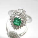 Ptエメラルドリング プラチナ エメラル 0.43ct ダイヤモンド 0.52ct C2813 送料無料