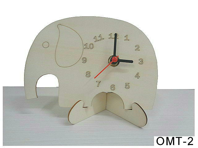 木で作る 木製時計工作キット OMT-2（ぞう）【1個ならネコポス便対応】木工工作キット