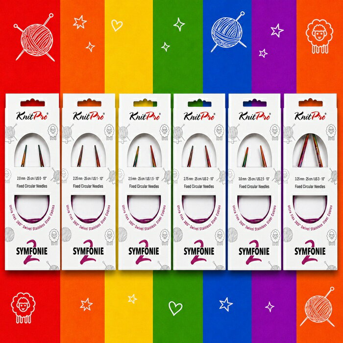 knitpro(ニットプロ) シンフォニー2 コード回転式固定輪針25cm（0号−4号）単品販売