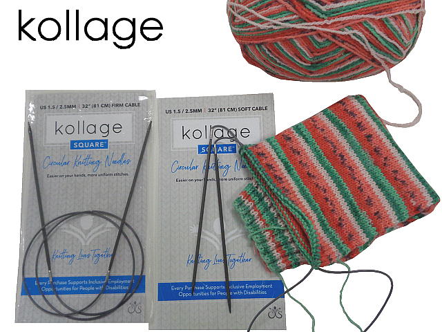 kollageコラージュ四角の輪針紐状ソフトケーブル（全長80cm、100cm）