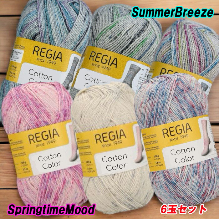 REGIA 毛糸100g4ply Cotton Color 6玉セット