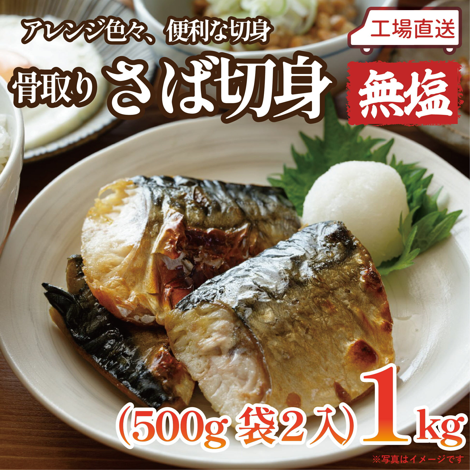 Rakuten - 無塩骨取りさば切身1kg（500g×2）【送料込み】まとめ買い アレンジいろいろ コスパ重視 ※北海道・九州・沖縄(別途送料ご負担)