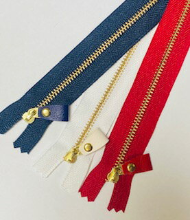 YKK合皮チャーム付ファスナー（ゴールド）長さ20CM