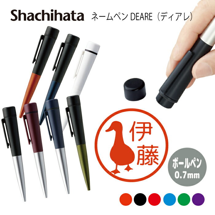 ネームペン ハンコ付きボールペン シャチハタ ディアレ アヒル シルエット 送料込 判子 ボールペン ギフト 卒業 記念品 お名前スタンプ 結婚祝い はんこ ハ...