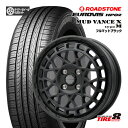 MUD VANCE X マッドヴァンスX タイプM15×4.5J+45 4/100フルマットブラックロードストーン ユーロビズHP02165/60R15 ハスラー・デリカミニ4WD など・軽自動車に新品タイヤホイール15インチ4本SETROADSTONE EUROVIS HP02