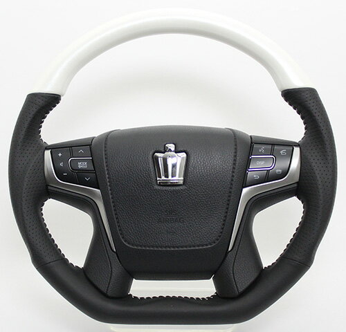 REAL レアル ステアリング【210クラウン】パールホワイト [プレミアム/Dシェイプ] 送料無料(沖縄と離島は送料着払い)