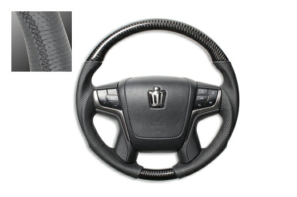 REAL レアル ステアリング【210クラウン】ブラックカーボン[プレミアム/ラウンドシェイプ]送料無料(沖..