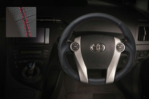 REAL レアル ステアリング【30プリウス/プリウスα/アクア】プレミアムシリーズナッパオールレザー/レッ..