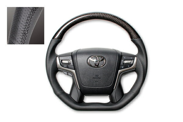 REAL レアル ステアリング【ランクル200(2015年8月以降)/プラド150(2017年9月以降)】ブラックカーボン[プレミアム/Dシェイプ] 送料無料(沖縄と離島は送料着払い)