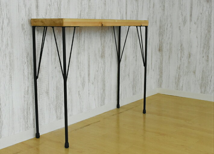 コンソールテーブル 天板極厚43mm オールドパイン 幅90cm テーブル天板とアイアン脚セット アンティーク風テーブル 店舗テーブル 店舗展示台 カフェテーブ...