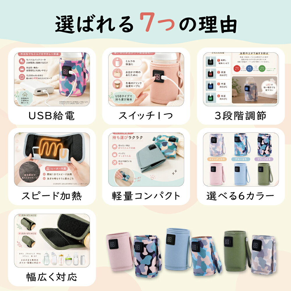 TNSのミルクウォーマー USB 巻き付け型 カバー 赤ちゃん 子供 哺乳瓶 ボトルウォーマー 便利グッズ 持ち運び 外出 授乳 乳児 保温 ベビー｜アングル3