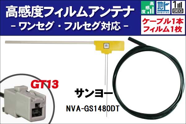 フィルムアンテナ 右1枚 NVA-GS1480DT サンヨー SANYO 用 地デジ ワンセグ フルセグ ケーブル アンテナコード GT13 端子 1本 セット フロントガラス