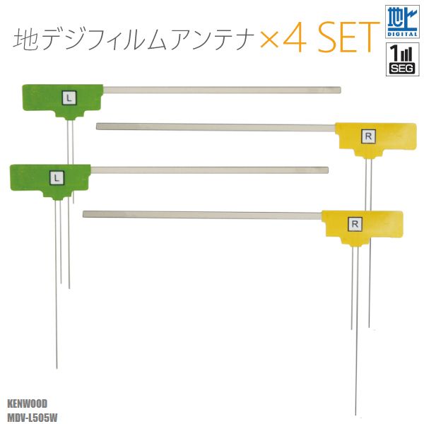 楽天TNSフィルムアンテナ ケンウッド MDV-L505W 右2枚 左2枚 4枚 セット 地デジ ワンセグ フルセグ テレビ受信 ナビ 対応 KENWOOD