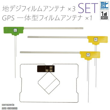 フィルムアンテナ 地デジ ワンセグ フルセグ GPS一体型フィルム セット カロッツェリア carrozzeria AVIC-VH99HUD テレビ受信