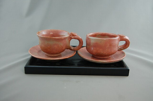 御本手 ペアコーヒーカップ＆ソーサー 文部大臣奨励賞受賞作家 荒川明作　こだわりのギフト 還暦祝い などの贈り物に最適 無料ラッピング　 ckos-9