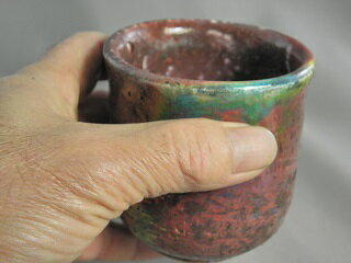 gyu-3 陶芸作家 荒川明作 虹彩楽焼 湯のみ 木箱付き こだわりのギフト 還暦祝い などの贈り物に最適 【送料無料】 【無料ラッピング承ります】