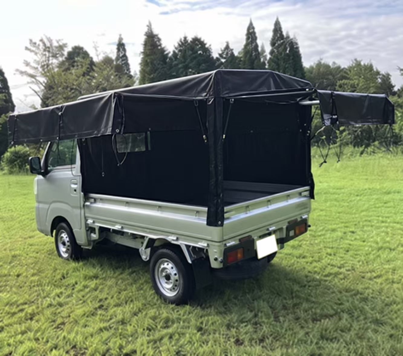 ＼楽天ランキング入賞／ 軽トラ 幌セット 荷台 カバー 軽トラック 荷台シート テント 幌 フレーム付き 【幅146×奥行198×高さ138cm】 シート トラックシート シートカバー ダイハツ ハイゼット 【ハネアゲ君HK-H360/ハネアゲ君HK-H361】メタルテック 三方開閉タイプ