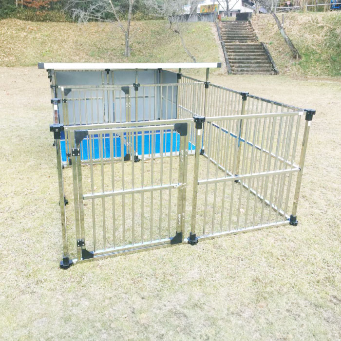 犬小屋 屋外 大型犬 中型犬 ステンレス製 屋根付き 【2坪タイプ 犬小屋 屋外 大型犬 中型犬 ステンレス製 屋根付き 【2坪タイプ
