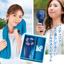 涼感ギフトセット ギフト ハンディファン 2WAYハンディーファン タオル クールタオル ストラップ プラスドライバー 扇風機 ミニ扇風機 外出 濡らせるタオル...