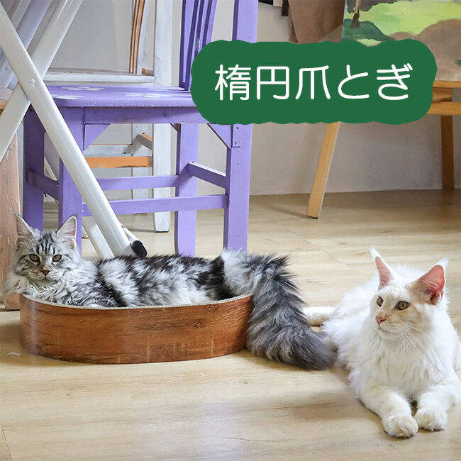 爪研ぎ 猫 ねこ 楕円型 木目調 デザイン シンプル ダンボール おしゃれ インテリア ベッド ハウス 楕円形 サイズ 休憩所 寝床 遊び 飛散しにくい 長持ち 丈夫 耐久性 ペット 用品 グッズ 雑貨 アイテム/楕円爪とぎのサムネイル