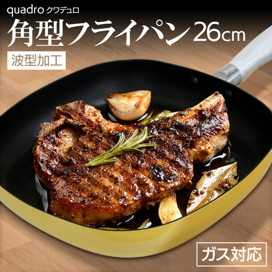 波型底角型フライパン26cm フッ素 肉 調理 焼き 炒め 油 ヘルシー 料理 アウトドア キャンプ ソロ グラ..