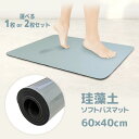 【着後レビューでプレゼント】 バスマット 珪藻土 ソフトバスマット 1枚 2枚セット 選べる 60×40cm グレー 吸収 速乾 浴室 風呂場 脱衣所 柔らかい...
