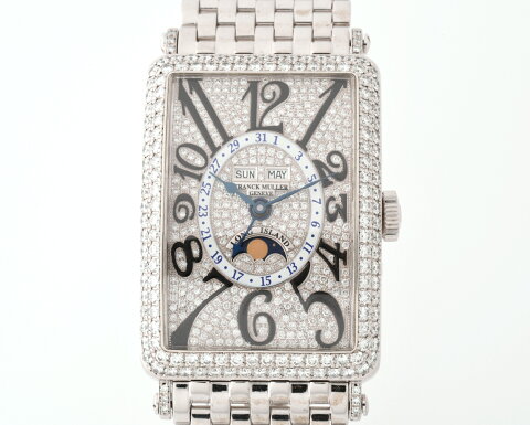 新入荷 FRANCK MULLER フランクミュラー 紳士用腕時計　ロング アイランド トリプルカレンダー ムーンフェイス 1200 MCL D CD OH 750（K18WG） / ダイヤモンド 自動巻 【中古】商品番号 01-68495