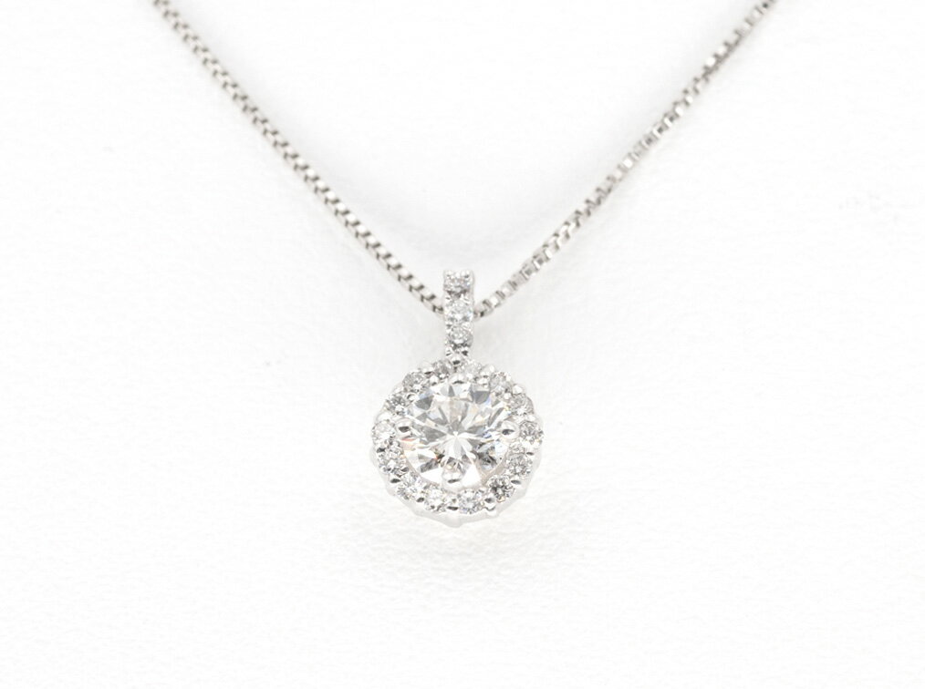 樂天商城 - Pt900 / Pt850ダイヤモンドペンダント ネックレスD=0.32、0.10 ct　　〜45 cm【未使用】