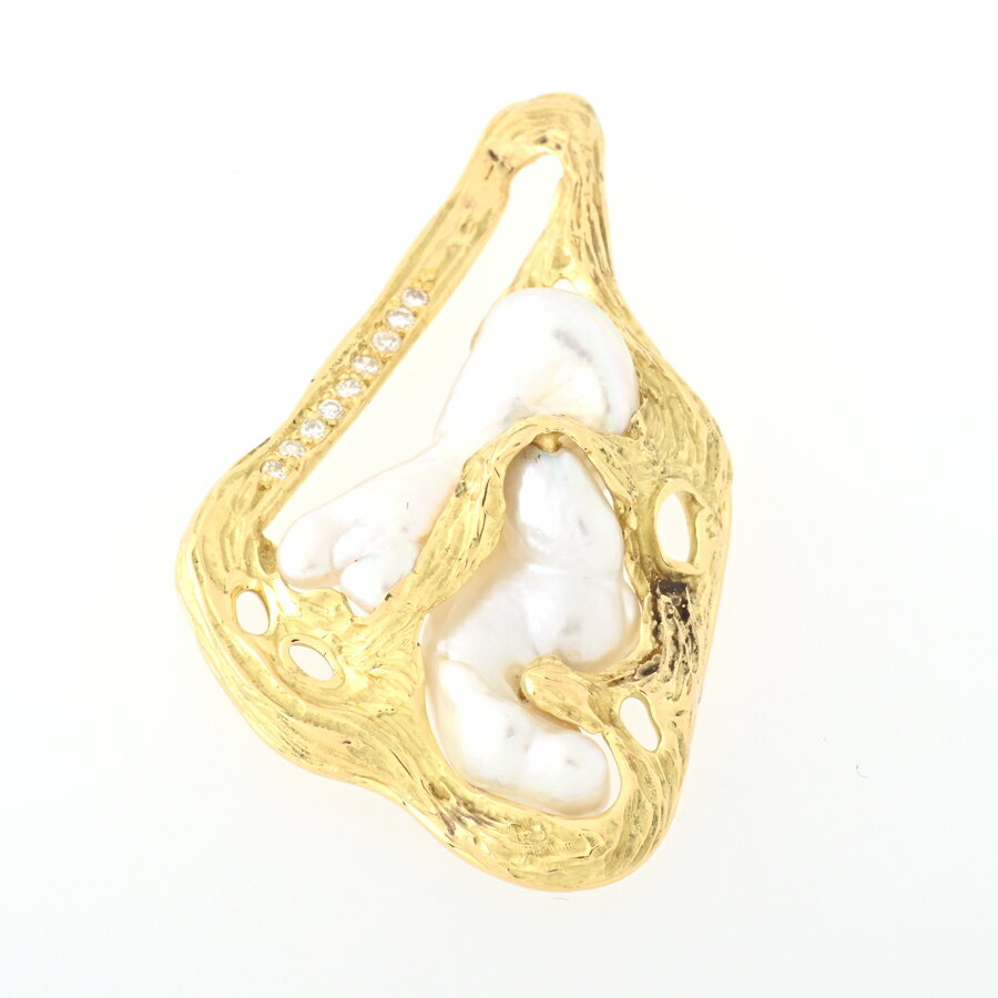 樂天商城 - K18 ペンダントトップ バロック真珠 D=0.091ct 【中古】 商品番号 B-138150