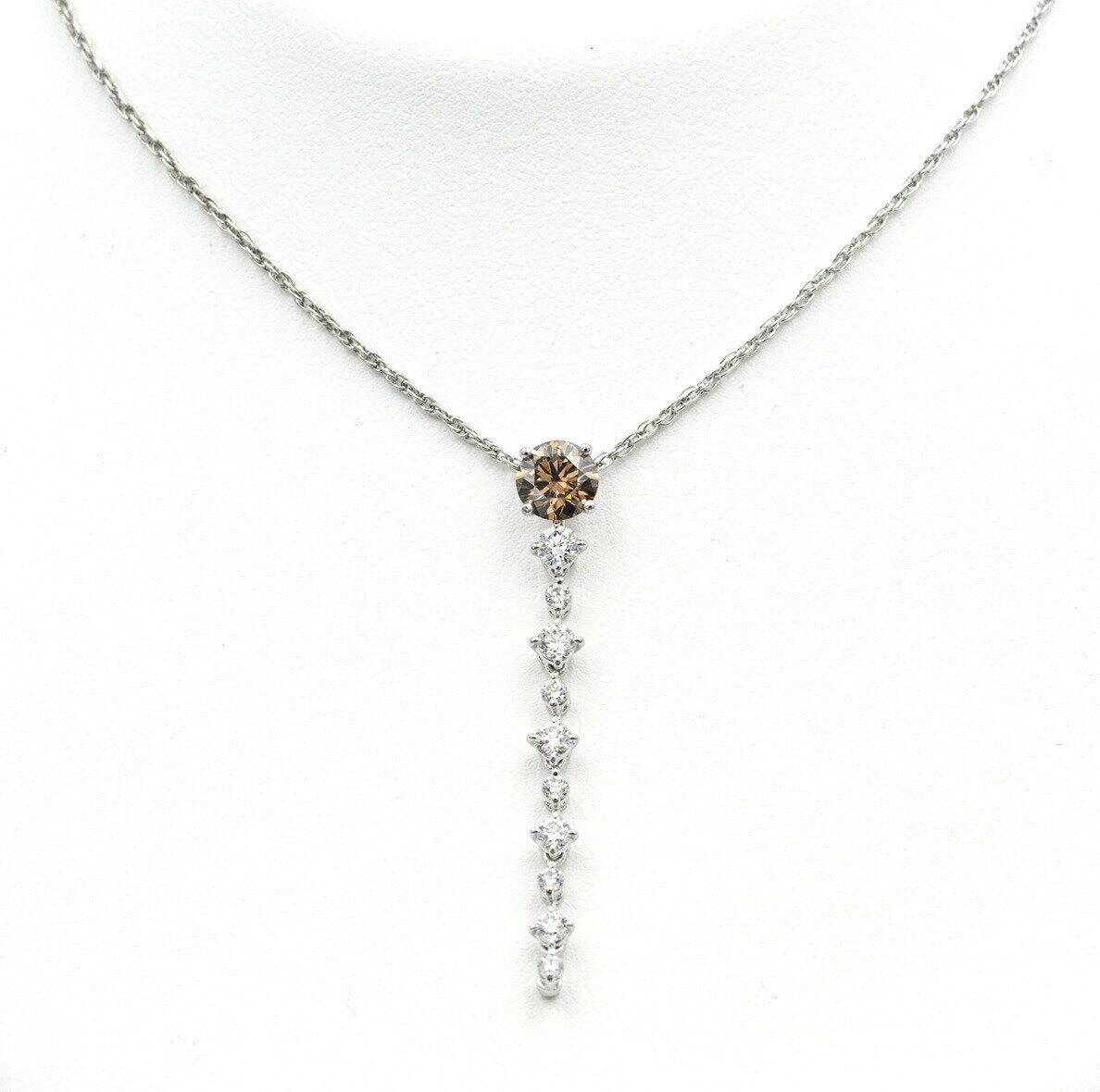 樂天商城 - カシケイ/Kashikey Pt ダイヤモンド ネック 〜45cm ブラウンダイヤ 1.118ct ダイヤ 0.70ct【中古】　商品番号 B-125902