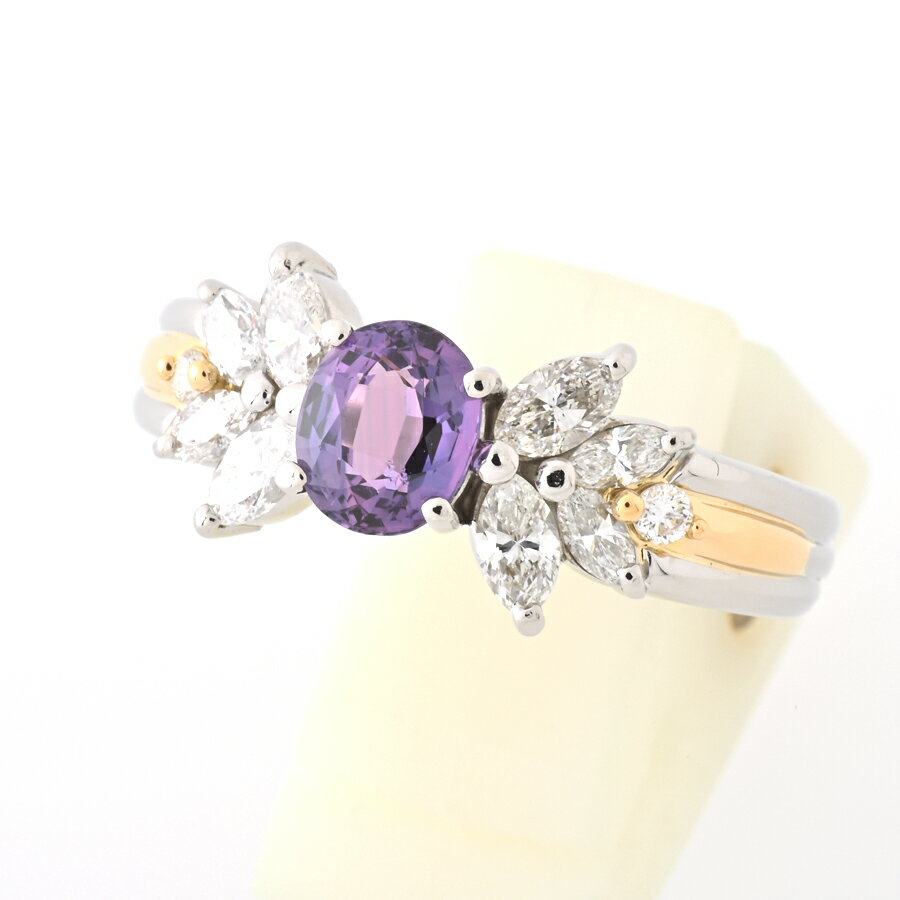樂天商城 - Pt900/K18 バイオレットサファイアリング S=1.06ct 　D=0.69ct #17 【中古】 商品番号 64478