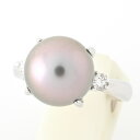 Pt900 南洋黒蝶真珠 リング P=11.1mm D=0.18ct #11 【中古】 商品番号 B-118637 値下げ